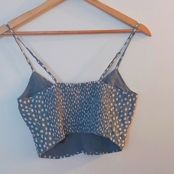 NWT Abercrombie and Fitch Polka Dot Cropped Tank Smocked Back Rouched Front - Picture 2 of 7
